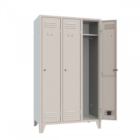 Single-piece locker w/3 compartments W102 D50 H180