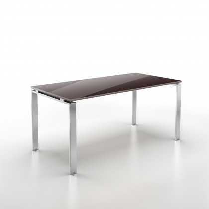 Linear glass desk with chrome leg Doria