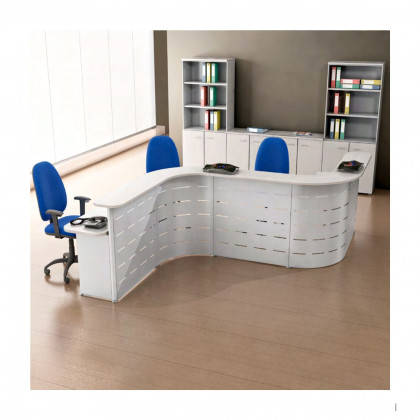 Curved reception desk with wooden top New Carla