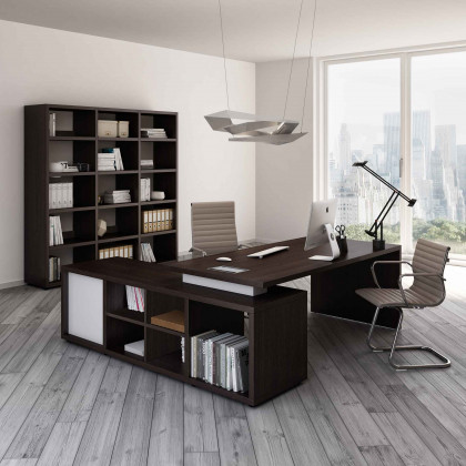 Complete office Brera with return desk, bookcase and chairs.