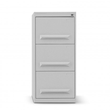 Metal filing cabinet with 3 drawers and built-in handle