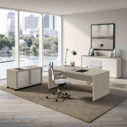 Complete office Brera with storage cabinet, bookcase and chairs.