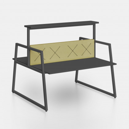 Bench Fusion, shelf and screen with X elastic bands