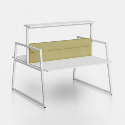 Bench Fusion with shelf and screen dividers with pockets