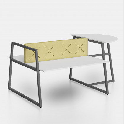 Bench Fusion, table and screen with X elastic bands