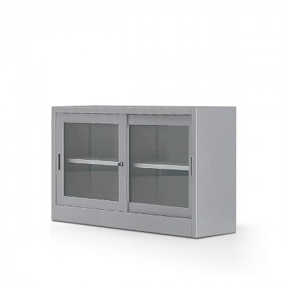 Top unit for metal cabinet with sliding doors in tempered glass W120 H88 art. AVS13T
