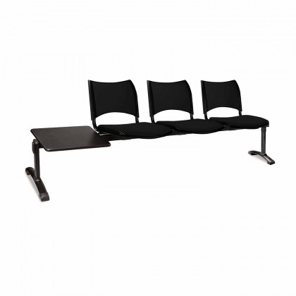 Three-seat upholstered beam seating w/table Iso Smart