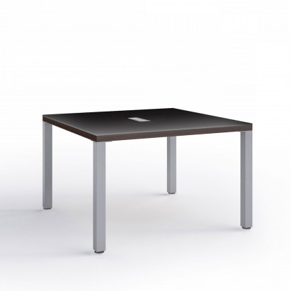 Table de réunion carrée avec pieds métalliques Brera Glass