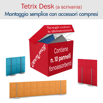Box contenente n. 10 pannelli fonoassorbenti TETRIX DESK con relativi kit 